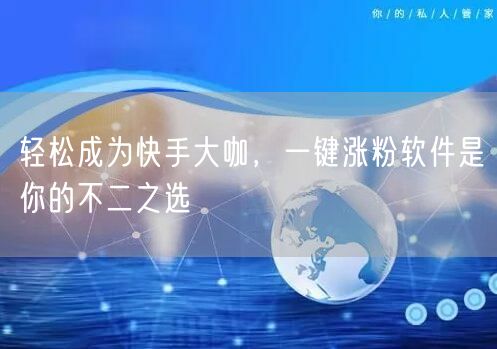 轻松成为快手大咖，一键涨粉软件是你的不二之选