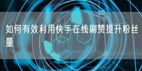 如何有效利用快手在线刷赞提升粉丝量